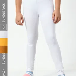 BAESD Girls Pack Of 3 Churidar Length Cotton Lycra Leggings-picture-30