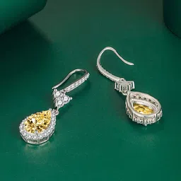 Designs & You Silver-Plated Cubic Zirconia Studded Teardrop Shaped Drop Earrings-13