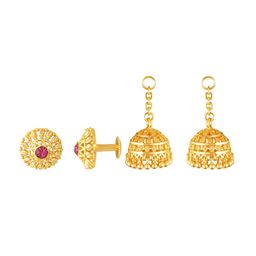 Vighnaharta Gold-Plated Floral Studs With Removable Jhumkas-31