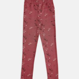 Pantaloons Junior Kids Girls Maroon Printed Churidar-Length Leggings-picture-10