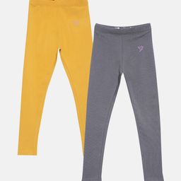 TWIN BIRDS Girls Pack Of 2 Solid Pure Cotton Ankle-Length Leggings-picture-12
