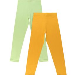 Bodycare Girls Pack Of 2 Yellow & Green Solid Cotton Leggings-39