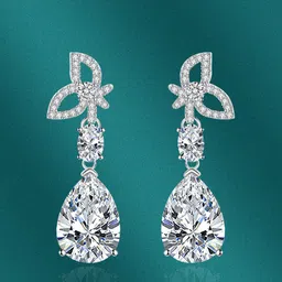 Designs & You Silver-Plated Cubic Zirconia Studded Teardrop Shaped Drop Earrings-image-65