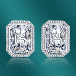Designs & You Silver Plated Square Shaped Cubic Zirconia Studs Earrings-7