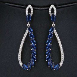 YouBella Silver-Plated Stone-Studded Contemporary Drop Earrings-image-86