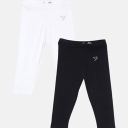 TWIN BIRDS Girls Pack of 2 Pure Cotton Three Fourth-Length Leggings-image-112