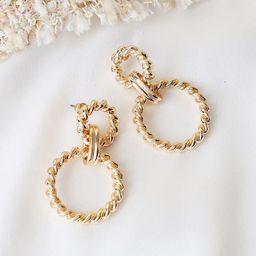 Kazo Gold-Toned Gold Plated Geometric Hoop Earrings-image-13