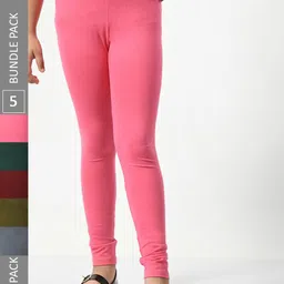 BAESD Girls Pack Of 5 Churidar-Length Leggings-image-95