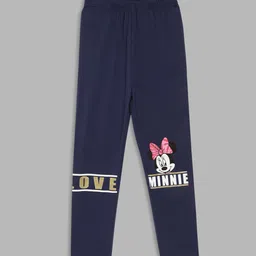 Blue Giraffe Girls Navy Blue & Pink Minnie Mouse Printed Ankle-Length Leggings-image-116