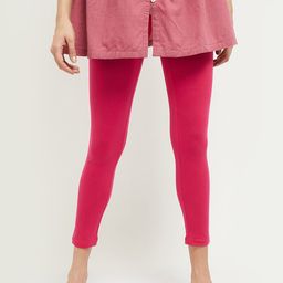max Women Fuchsia-Pink Solid Ankle-Length Leggings-47