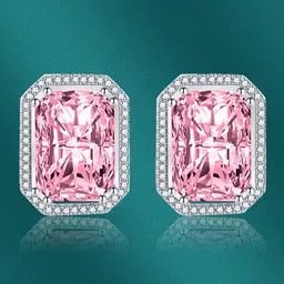Designs & You Silver Plated Cubic Zirconia Geometric Studs Earrings-13