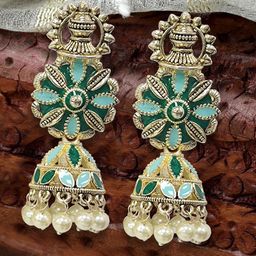 KARATCART Gold-Plated Contemporary Floral Jhumkas Earrings-51