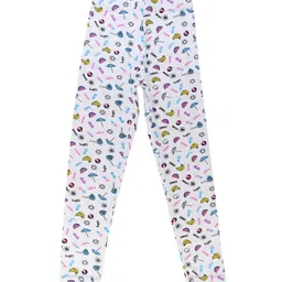 Bodycare Kids Girls White Printed Ankle-Length Cotton Leggings-image-111