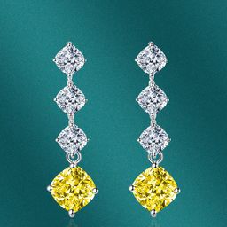 Designs & You Silver-Plated Cubic Zirconia Square Drop Earrings-16