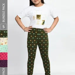 BAESD Girls  Pack Of 5 Printed Skin Friendly Pure Cotton Ankle-Length Leggings-image-65