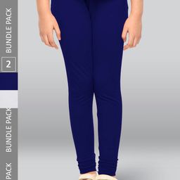 LYRA Girls Pack Of 2 Mid-Rise Breathable Cotton Churidar-Length Leggings-image-37