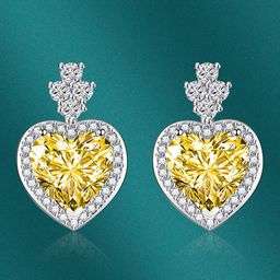 Designs & You Silver-Plated Cubic Zirconia-Studded Heart Shaped Drop Earrings-55