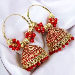 Fashion Frill Red Contemporary Drop Earrings-image-95