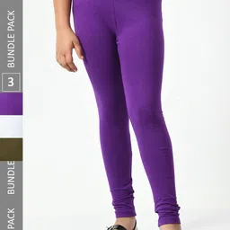 BAESD Girls Pack of 3 Cotton Ankle-Length Leggings-image-53