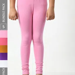 BAESD Girls Pack Of 5 Super Soft Churidar Length Leggings-image-82