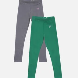 TWIN BIRDS Girls Pack Of 2 Pure Cotton Ankle-Length Leggings-image-62