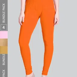 LYRA Women Pack Of 4 Churidar-Length Cotton Lycra Leggings-picture-43