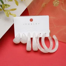 YouBella Set of 3 Contemporary Half Hoop Earrings-13