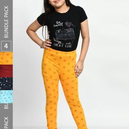 BAESD Girls Pack Of 4 Printed Cotton Churidar-Length Leggings-image-38