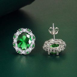 Designs & You Silver-Plated Cubic Zirconia-Studded Oval Shaped Stud Earrings-14