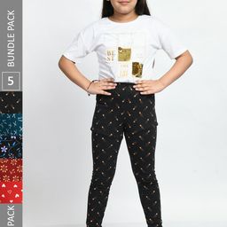 BAESD Girls Pack Of 5 Printed Cotton Ankle-Length Leggings-picture-10