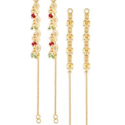 Vighnaharta Set Of 2 Gold-Plated Ear Chain-7