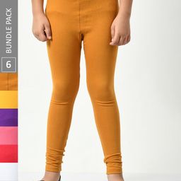 BAESD Girls Pack Of 6 Churidar-Length Leggings-image-87