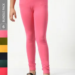BAESD Girls Pack Of 6 Super Soft Churidar Length Leggings-image-72