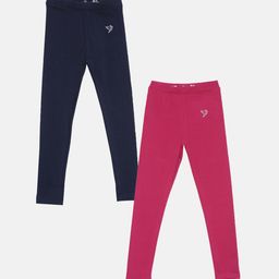 TWIN BIRDS Girls Pack Of 2 Solid Pure Cotton Ankle-Length Leggings-image-53