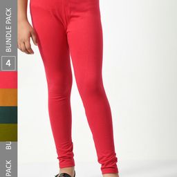 BAESD Girls Pack of 4 Cotton Churidar-Length Leggings-image-97