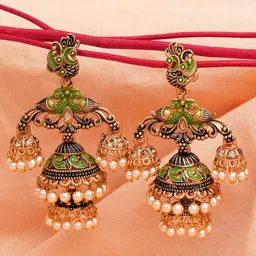KARATCART Contemporary Double  Jhumka Earrings-image-89