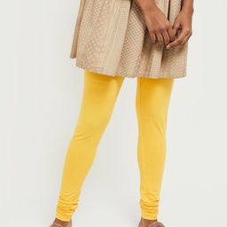 max Women Yellow Solid Churidar-Length Leggings-image-78