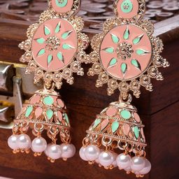 KARATCART Rose Gold Plated Kundan Jhumkas-22