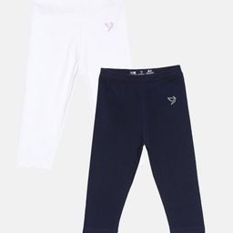 TWIN BIRDS Girls Pack Of 2 Solid Pure Cotton Three Fourth-Length Leggings-image-79