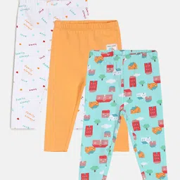 MINI KLUB Infant Girls Pack Of 3 Printed Mid-Rise Lounge Pants-image-94