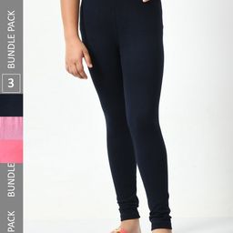 BAESD Girls Pack of 3 Super Soft Cotton Churidar-Length Leggings-image-101