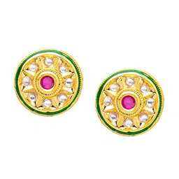 Shining Jewel - By Shivansh Gold Plated Circular Kundan Studded Studs Earrings-13