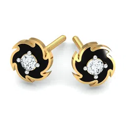 KUBERBOX Spinning Disc 18KT Gold Diamond-Studded Earrings - 0.96gm-image-73