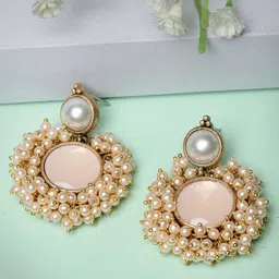 ADIVA Gold-Plated Kundan Studded Contemporary Drop Earrings-39