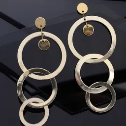 VESTIDO MODAS Gold-Plated Circular Shaped Drop Earrings-image-65