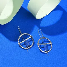 SOHI Blue Contemporary Hoop Earrings-24