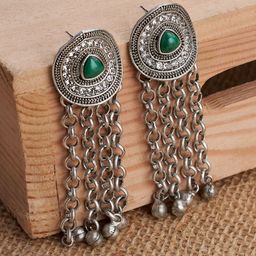 TEEJH Jia Silver-Plated Contemporary Oxidised Drop Earrings-picture-32