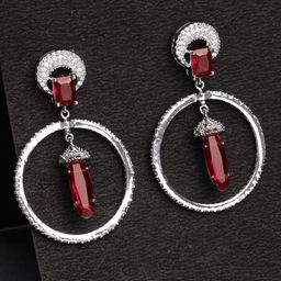 KARATCART Silver-Plated Cubic Zirconia Studded Drop Earrings-30
