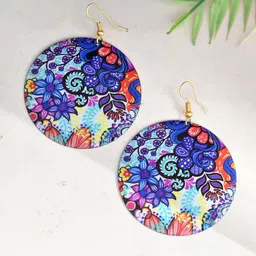 Silvermerc Designs Floral Patterned Circular Drop Earrings-image-89