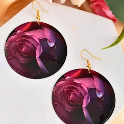 Silvermerc Designs Gold Plated Rose Petal Printed Leaf Shaped Drop Earrings-77